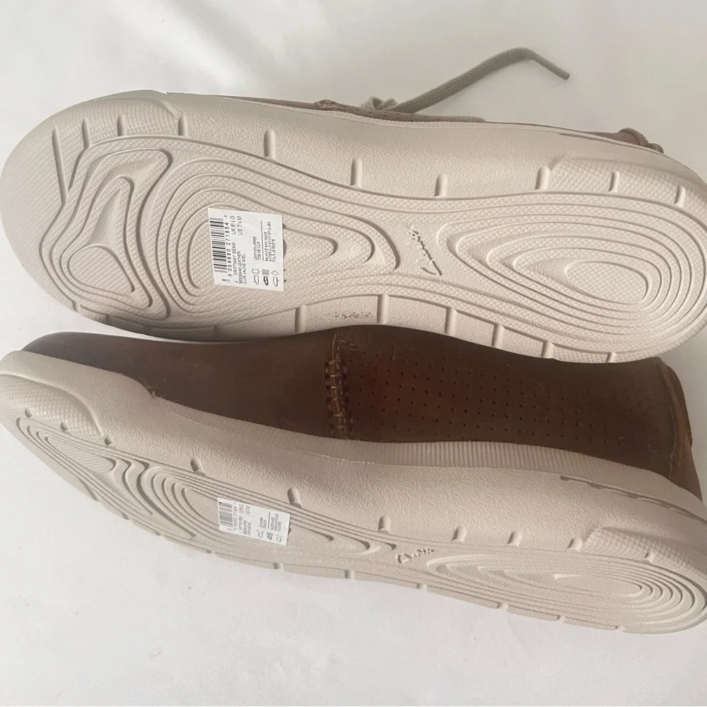 Clark’s Men’s Drift Way Seam Brown Leather‎ Shoes, Size 71/2 M, NWT